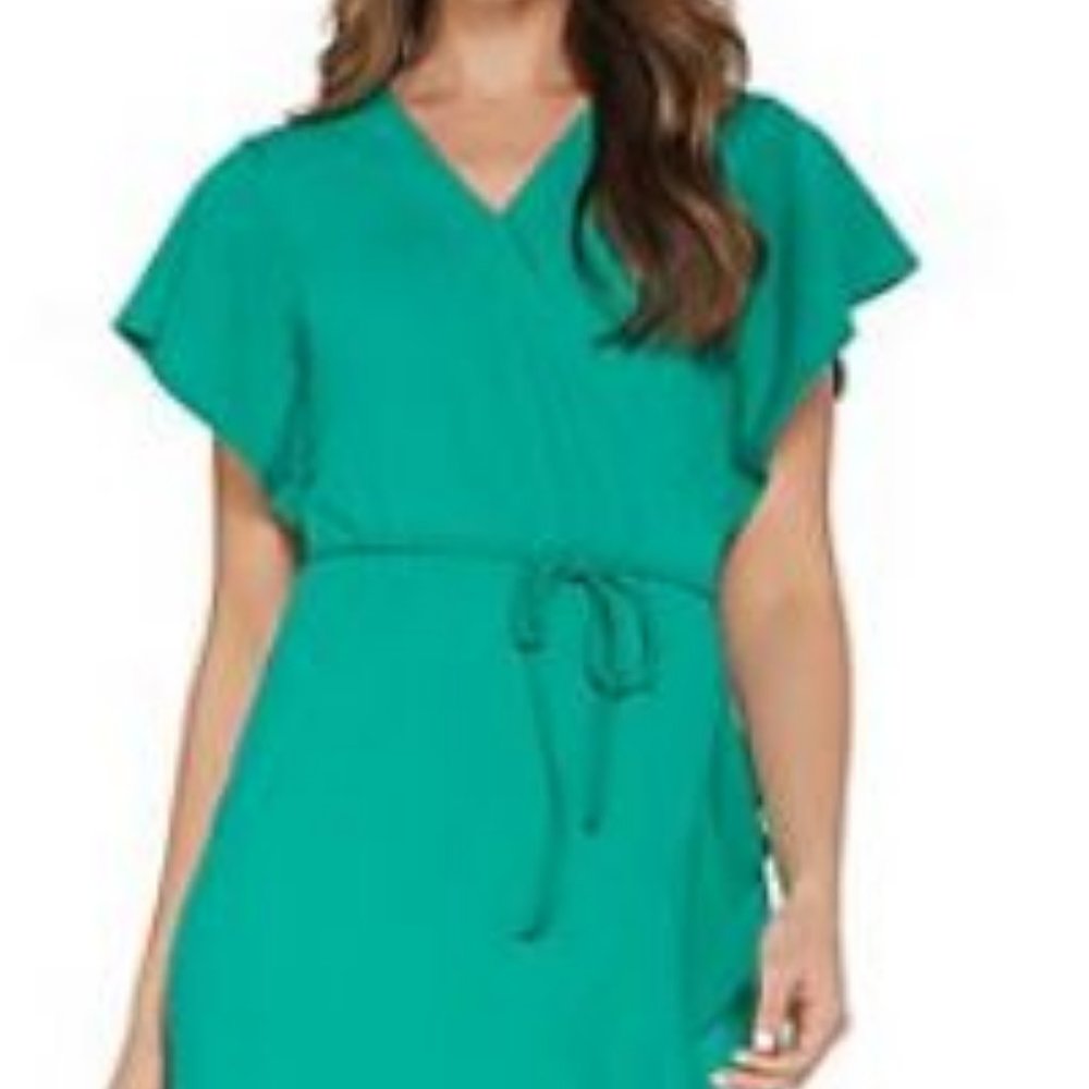 Isaac Mizrahi Pebble Knit Wrap Dress w/ Ruffle Hem - Picture 3 of 4